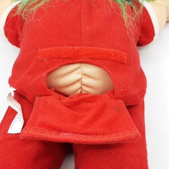 Russ Christmas Troll Doll 2338 Santa Hat Pajamas Green Hair 13" Soft Body Vtg - Picture 5 of 8